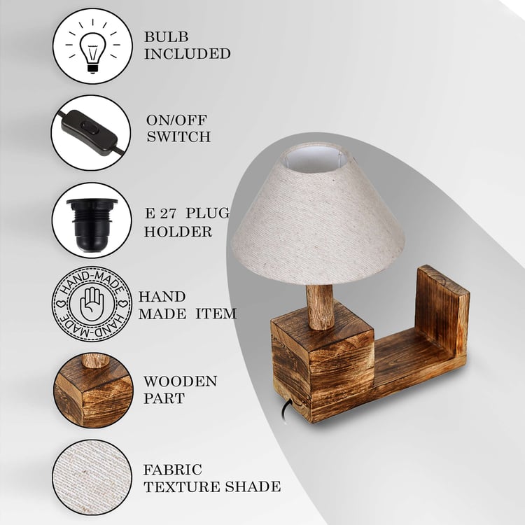 HOMESAKE Wooden Table Lamp with Book Shelf