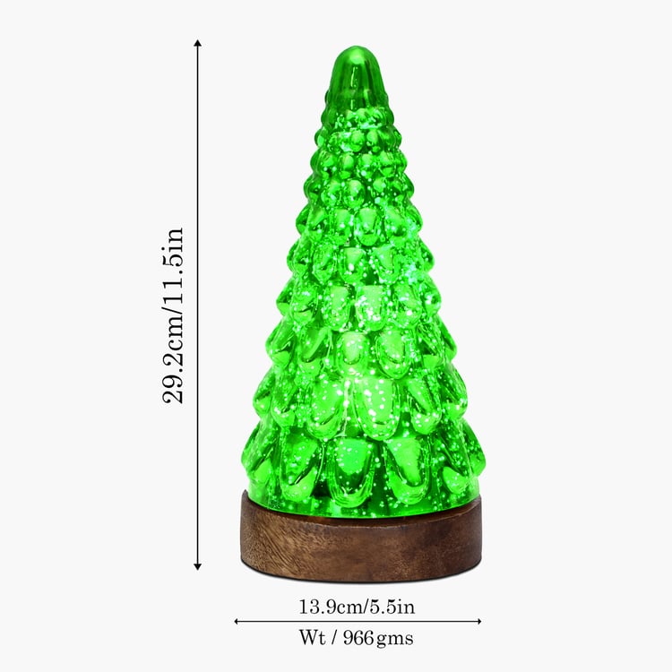 HOMESAKE Glass Christmas Tree Table Lamp