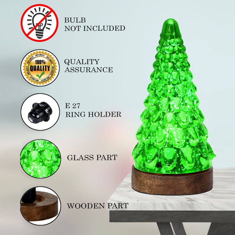 HOMESAKE Glass Christmas Tree Table Lamp