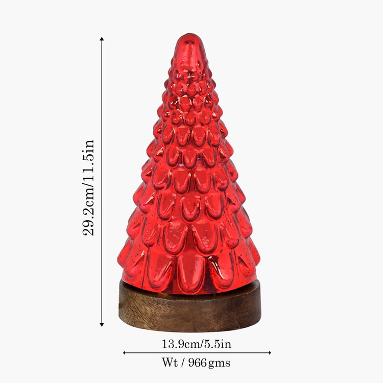 HOMESAKE Glass Christmas Tree Table Lamp