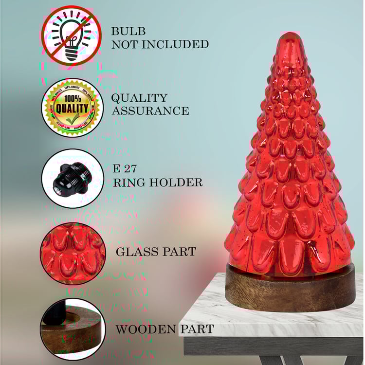 HOMESAKE Glass Christmas Tree Table Lamp