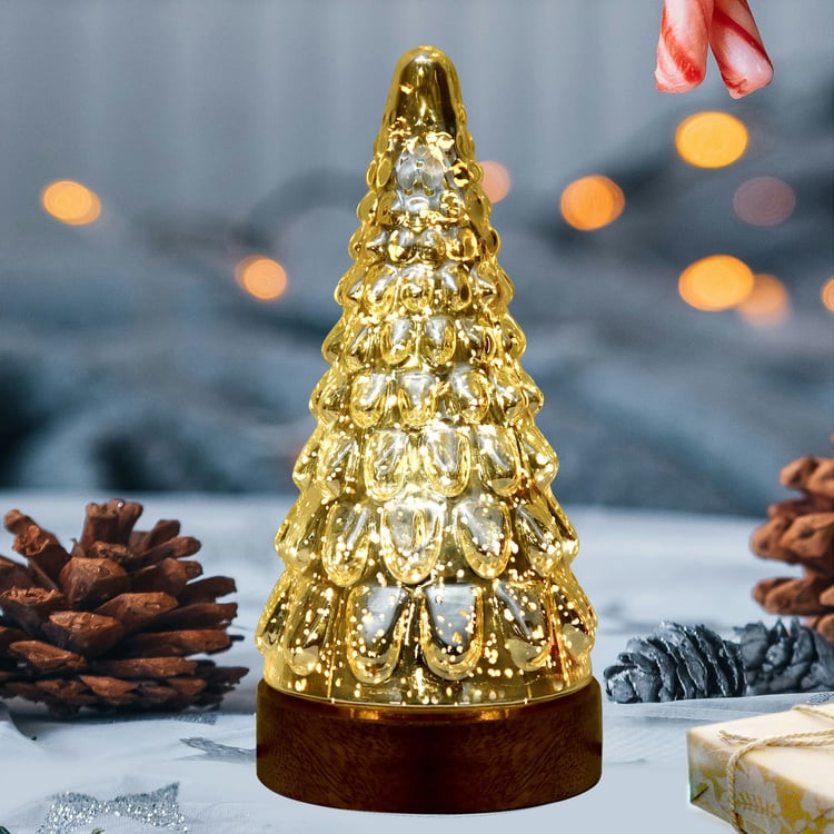HOMESAKE Glass Christmas Tree Table Lamp
