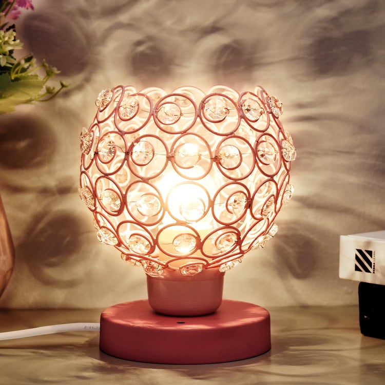 HOMESAKE Metal and Crystal Table Lamp