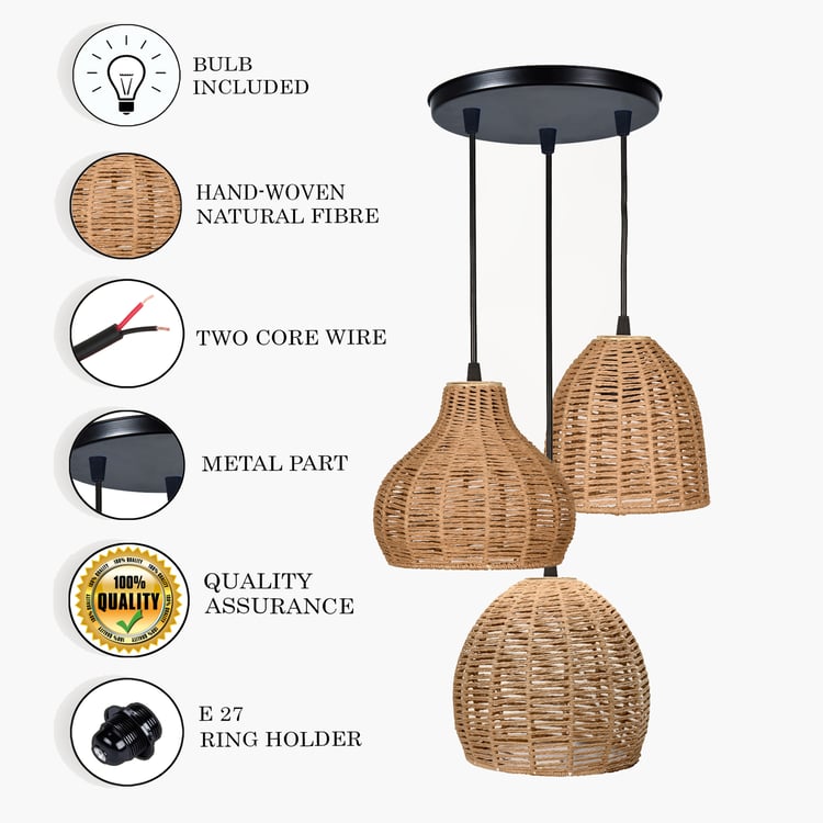 HOMESAKE Raffia Cluster Ceiling Light