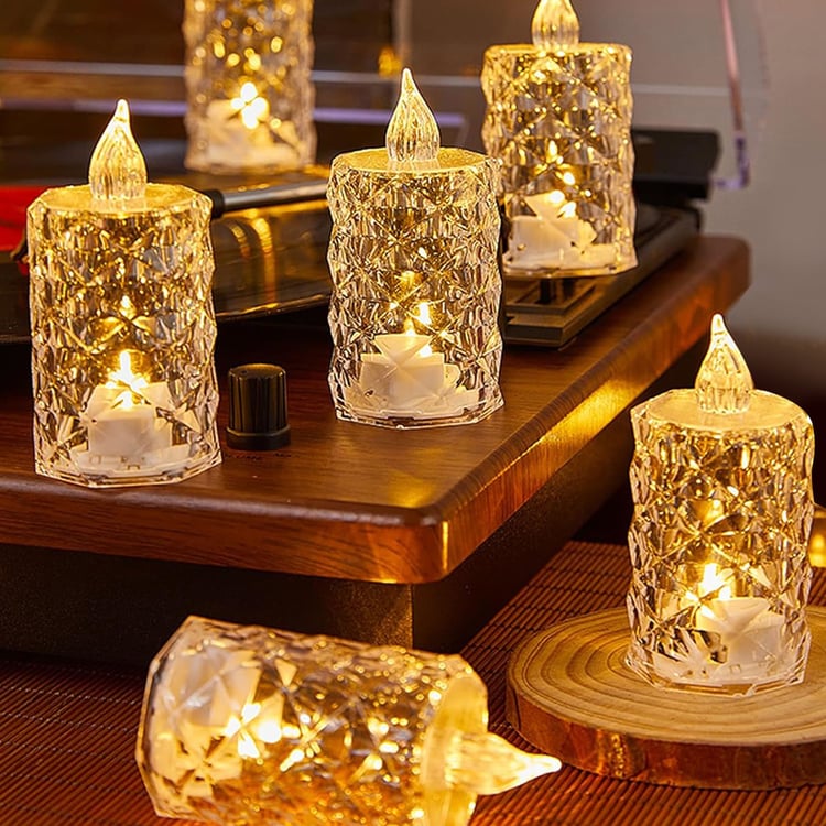 HOMESAKE Set of 6 Diamond-Shape LED T-Light Candles