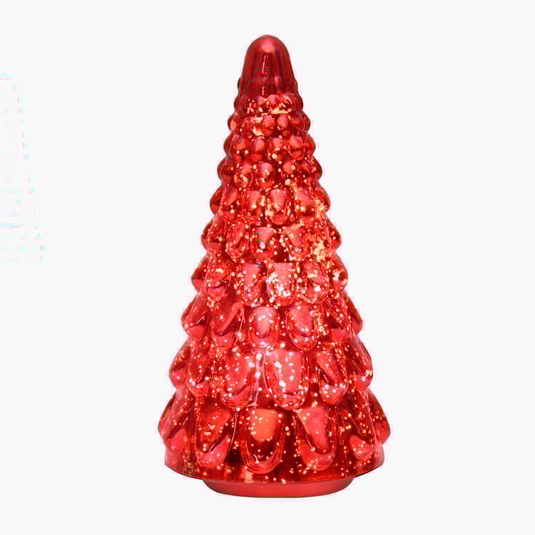 HOMESAKE Glass Christmas Tree Table Top Light