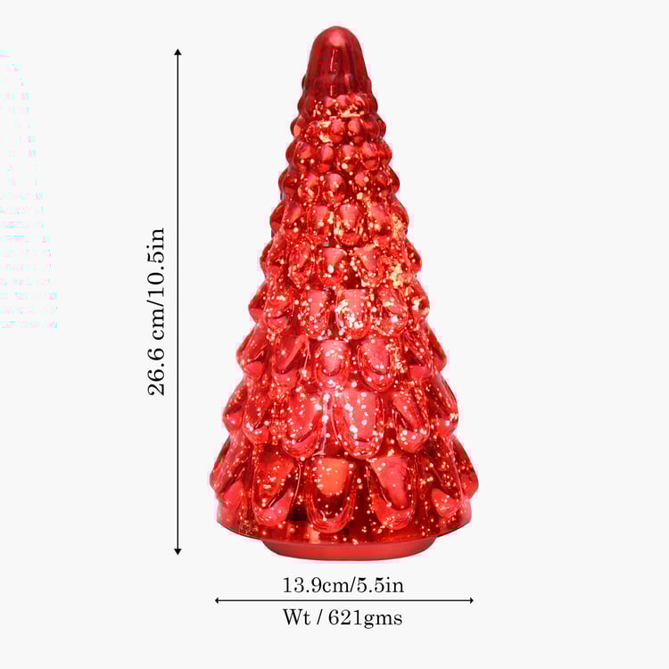HOMESAKE Glass Christmas Tree Table Top Light