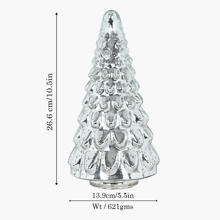 HOMESAKE Glass Christmas Tree Table Top Light
