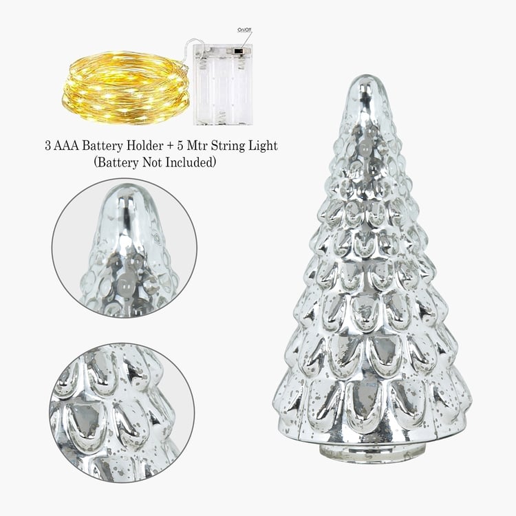 HOMESAKE Glass Christmas Tree Table Top Light