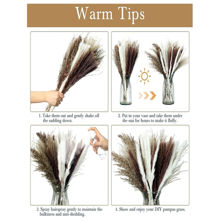 HOMESAKE Set of 10 Dried Pampas Grass Sticks - 76.2 cm