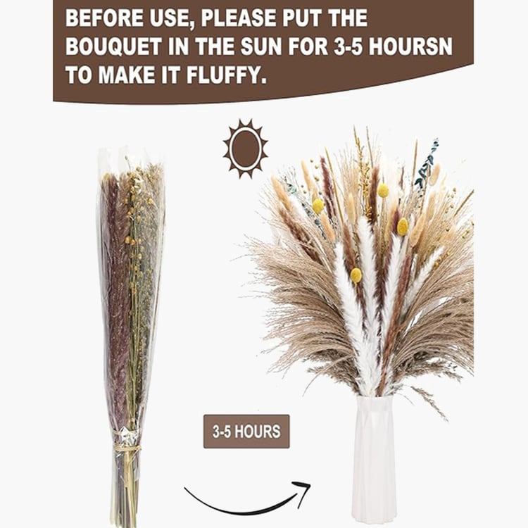 HOMESAKE Set of 70 Natural Dried Grass Sticks - 70cm