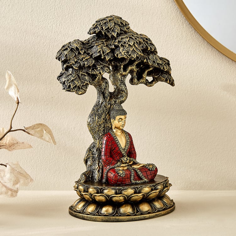 Alpana Ojas Polyresin Buddha Under Tree Figurine