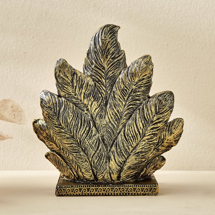 Alpana Ojas Polyresin Ganesha with Leaf Backdrop Figurine