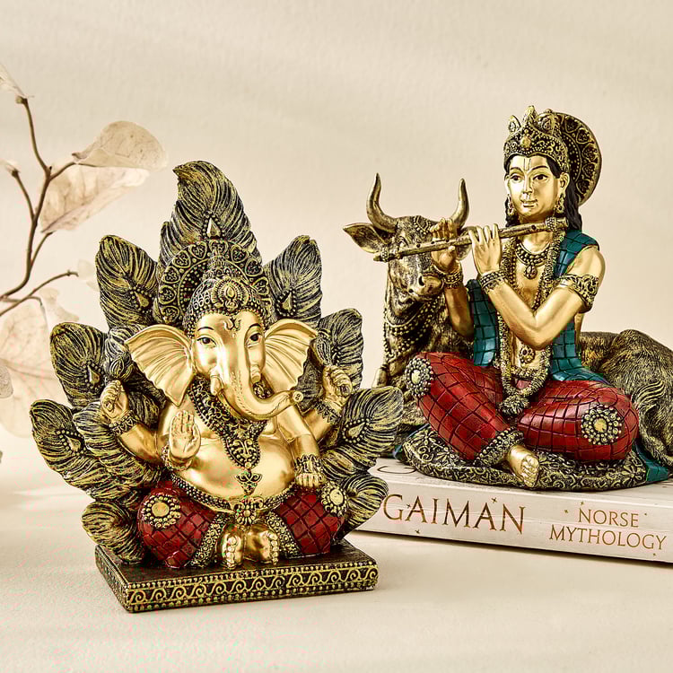 Alpana Ojas Polyresin Krishna with Cow Figurine