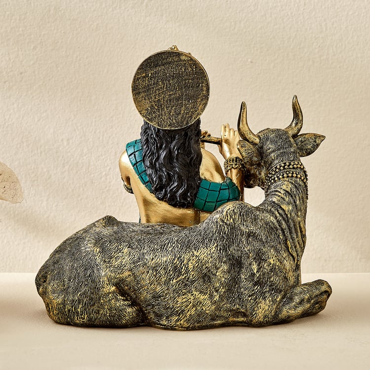 Alpana Ojas Polyresin Krishna with Cow Figurine