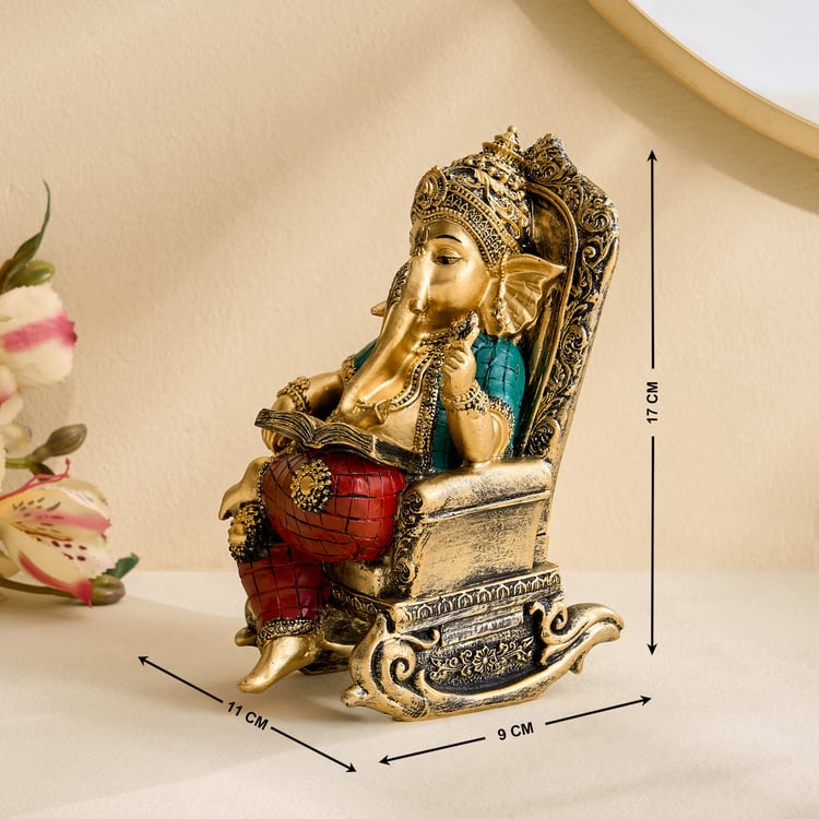 Alpana Ojas Polyresin Ganesha on Rocking Chair Figurine