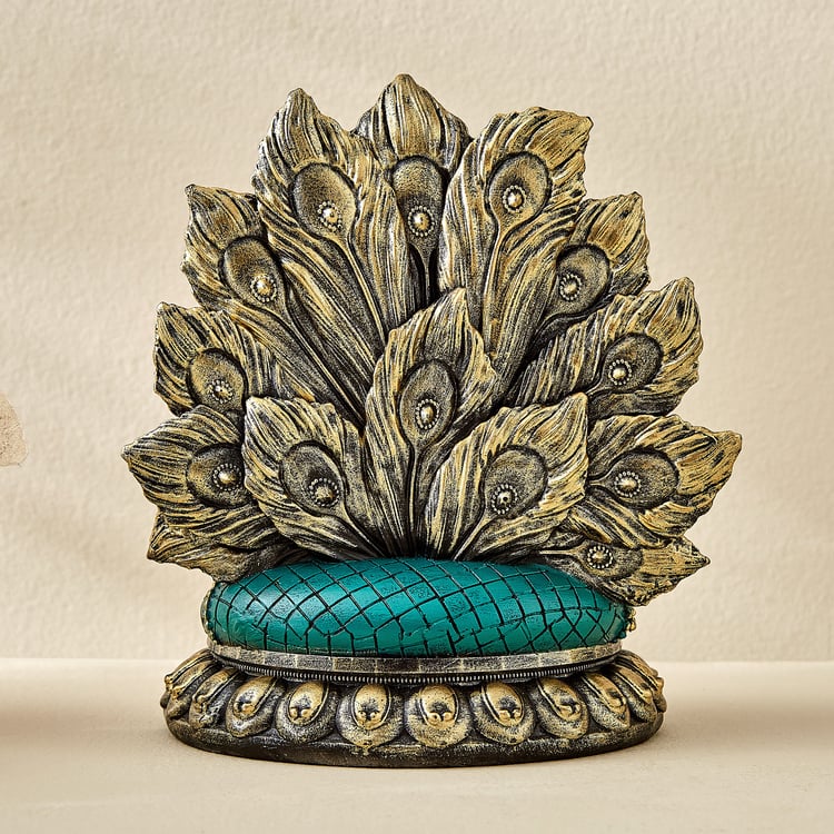 Alpana Ojas Polyresin Baby Krishna with Peacock Figurine