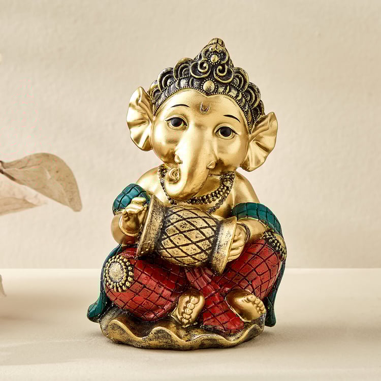 Alpana Ojas Polyresin Ganesha with Dholak Figurine