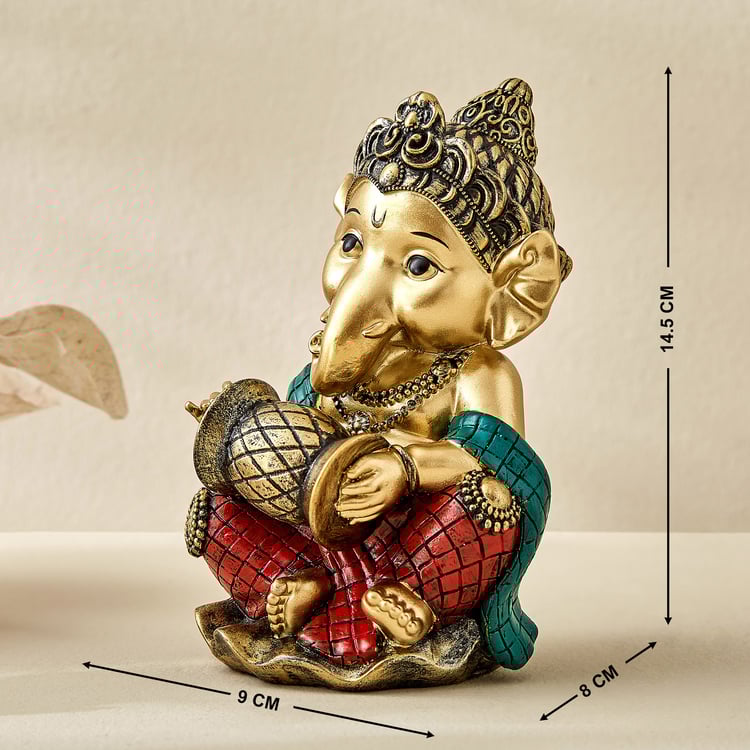 Alpana Ojas Polyresin Ganesha with Dholak Figurine