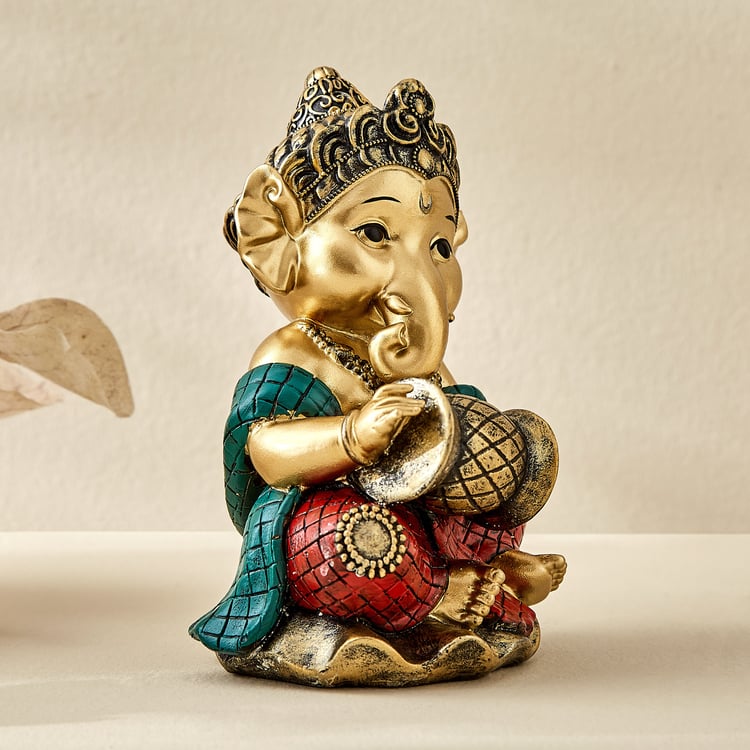 Alpana Ojas Polyresin Ganesha with Dholak Figurine