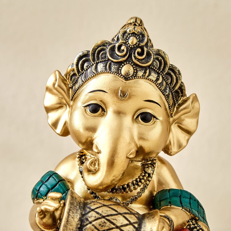 Alpana Ojas Polyresin Ganesha with Dholak Figurine