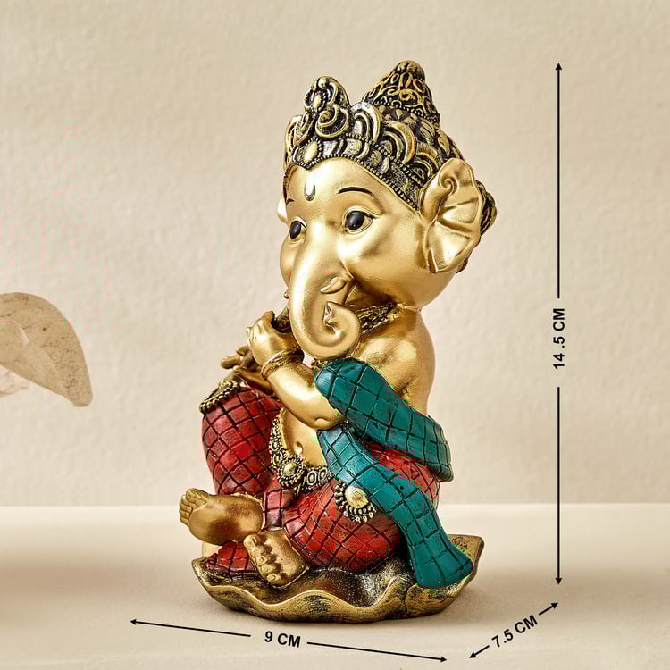 Alpana Ojas Polyresin Ganesha with Flute Figurine