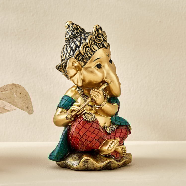 Alpana Ojas Polyresin Ganesha with Flute Figurine