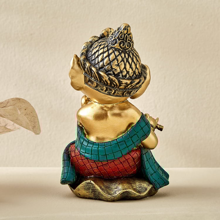 Alpana Ojas Polyresin Ganesha with Flute Figurine