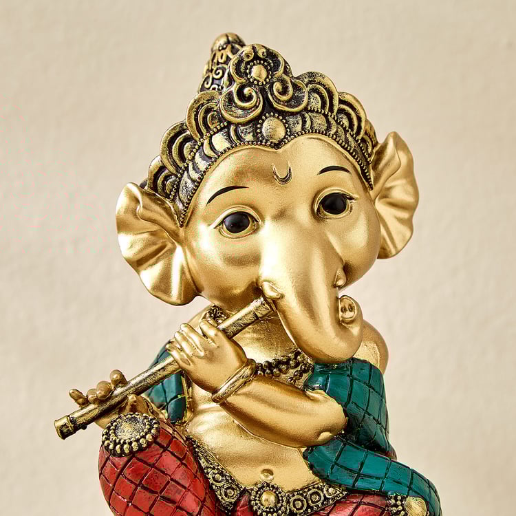 Alpana Ojas Polyresin Ganesha with Flute Figurine