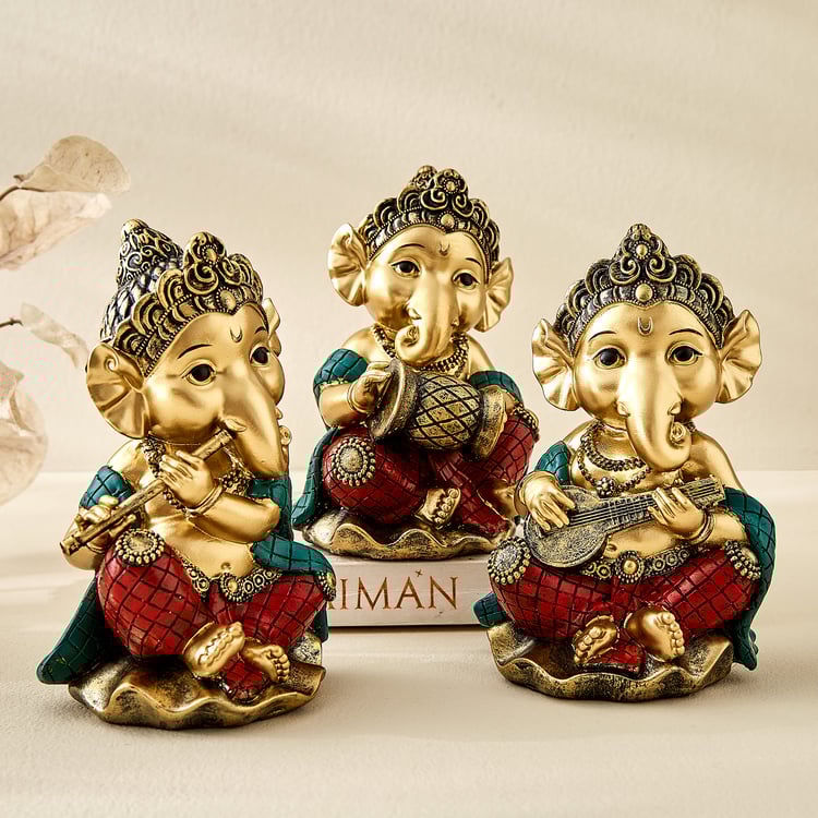Alpana Ojas Polyresin Ganesha with Sitar Figurine