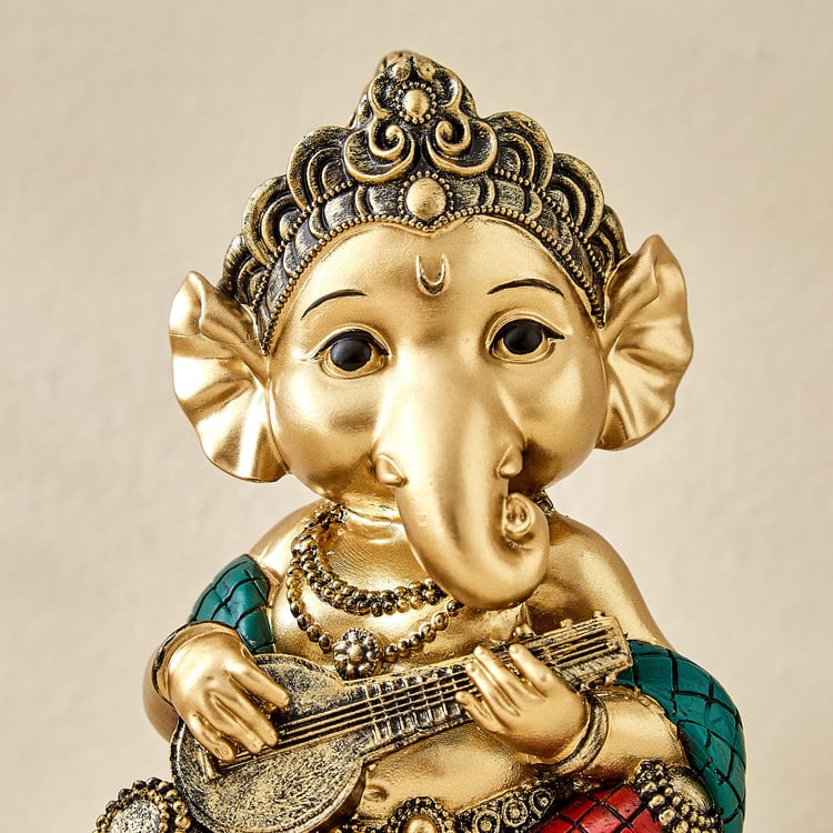 Alpana Ojas Polyresin Ganesha with Sitar Figurine