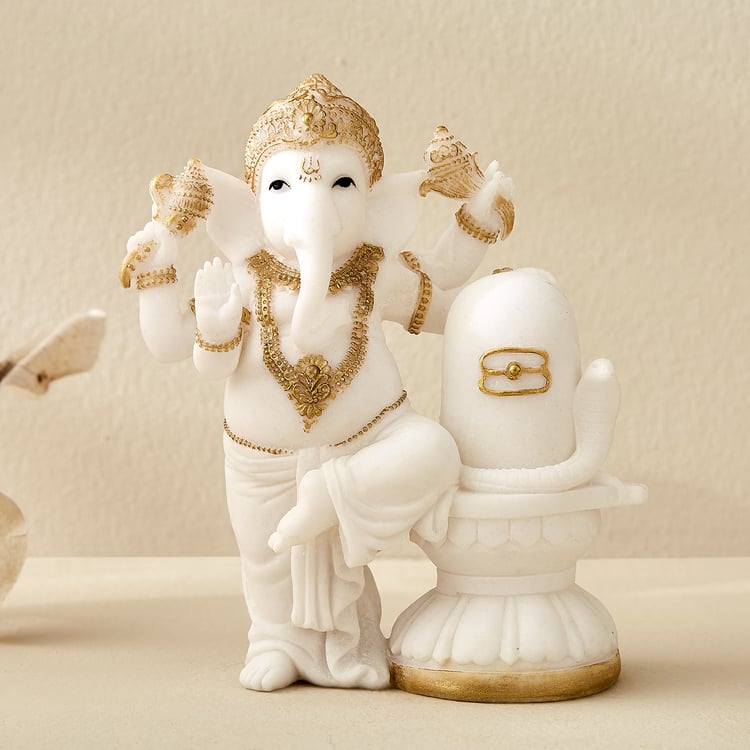 Enlighten Amudha Polyresin Standing Ganesha with Linga Figurine
