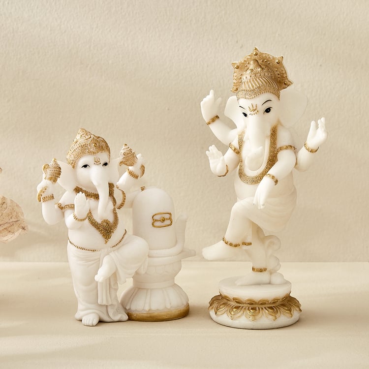 Enlighten Amudha Polyresin Standing Ganesha with Linga Figurine