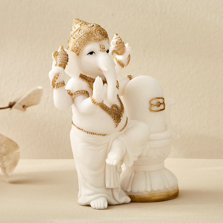 Enlighten Amudha Polyresin Standing Ganesha with Linga Figurine