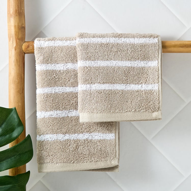 Colour Refresh Essense Set of 2 Cotton Striped Face Towels - 30x30cm