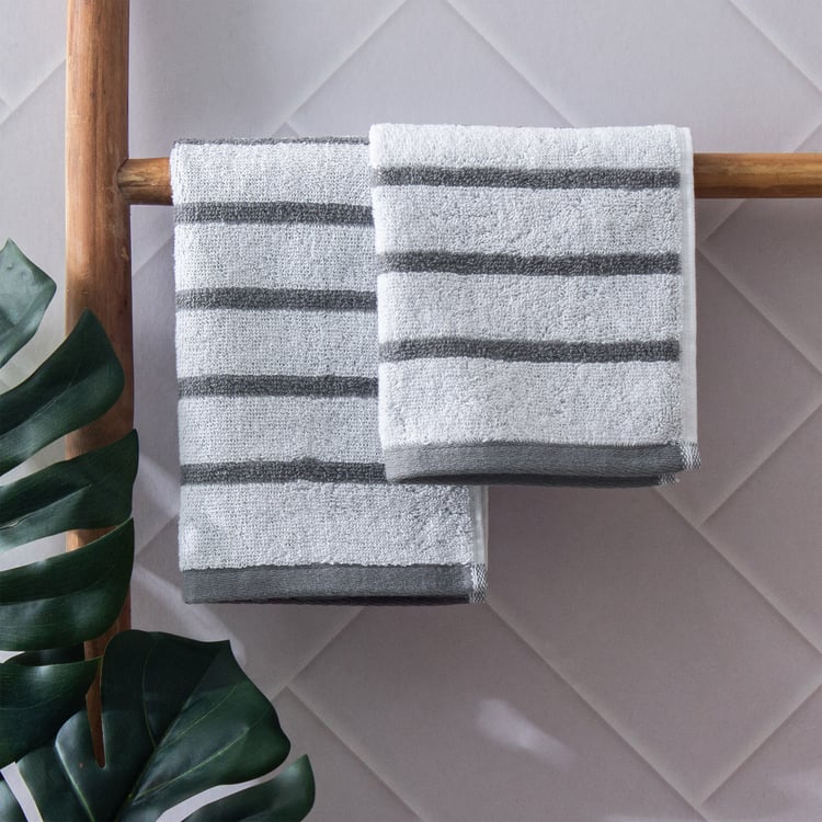Colour Refresh Essense Set of 2 Cotton Striped Face Towels - 30x30cm