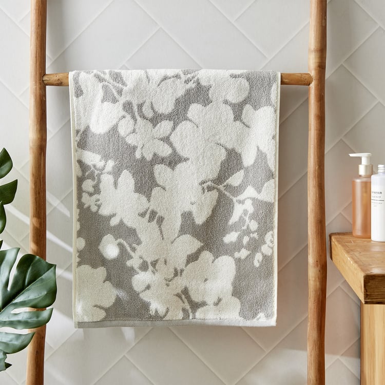 Nova Ashfall Floral Cotton Jacquard Hand Towel - 60x40cm