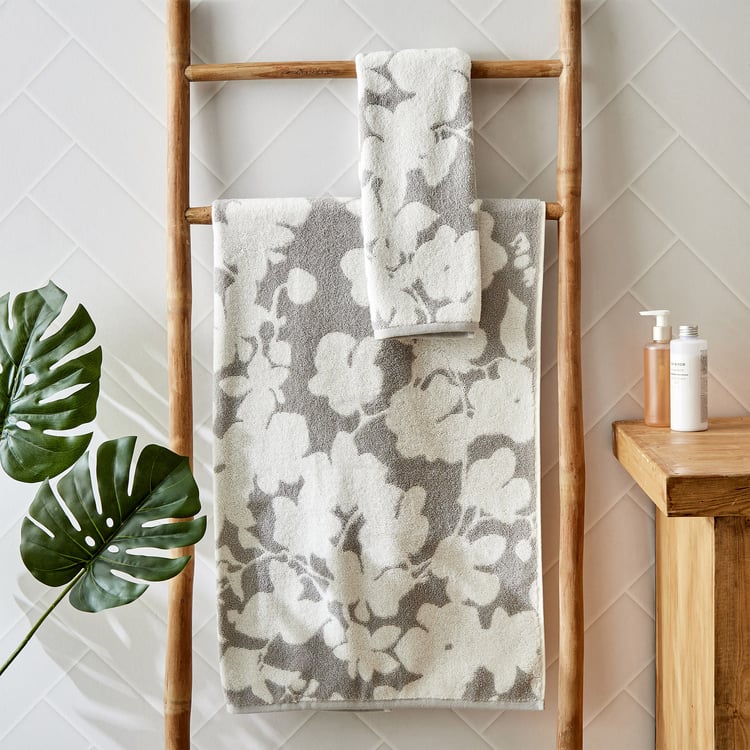 Nova Ashfall Floral Cotton Jacquard Hand Towel - 60x40cm