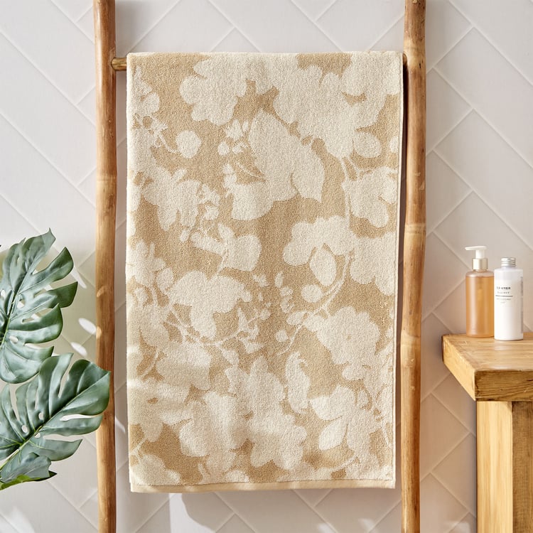 Nova Natural Tranquil Floral Cotton Jacquard Bath Towel - 70x140cm