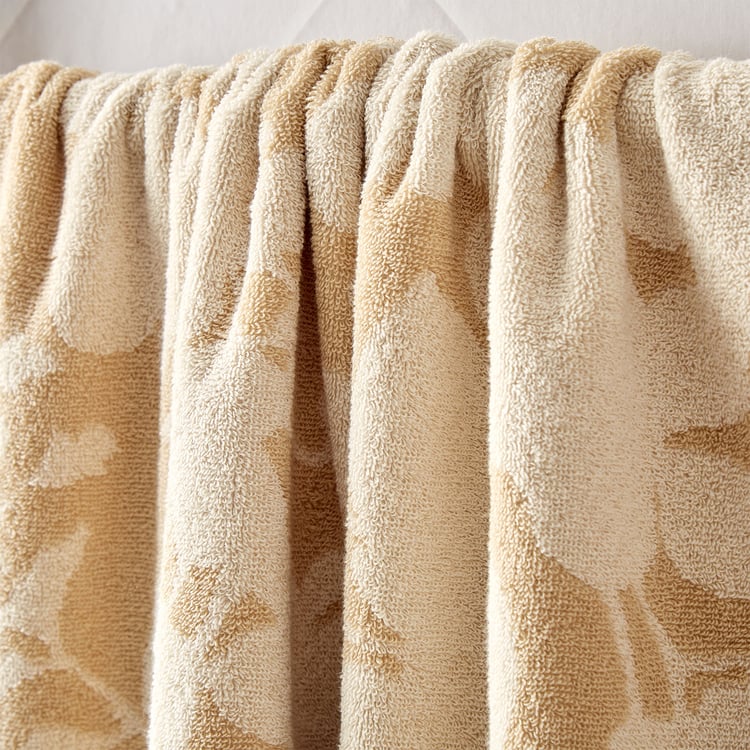 Nova Natural Tranquil Floral Cotton Jacquard Bath Towel - 70x140cm