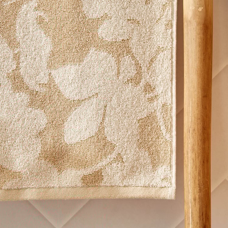 Nova Natural Tranquil Floral Cotton Jacquard Bath Towel - 70x140cm