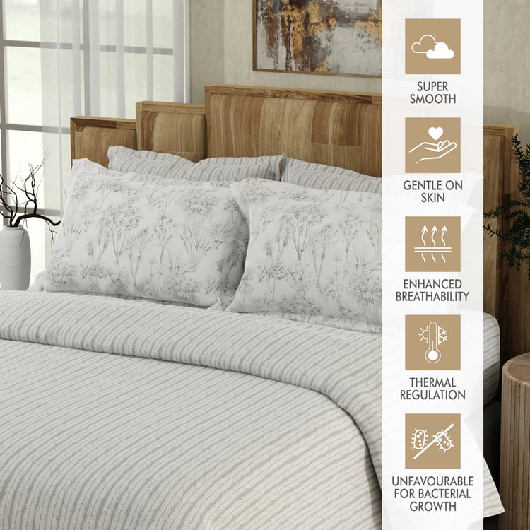 BOUTIQUE LIVING Isabella Tencel 500TC Striped 5Pcs Super King Bedsheet Set