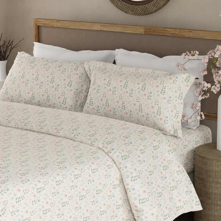 BOUTIQUE LIVING Cottage Garden Cotton 300TC Floral Print 3Pcs Super King Bedsheet Set