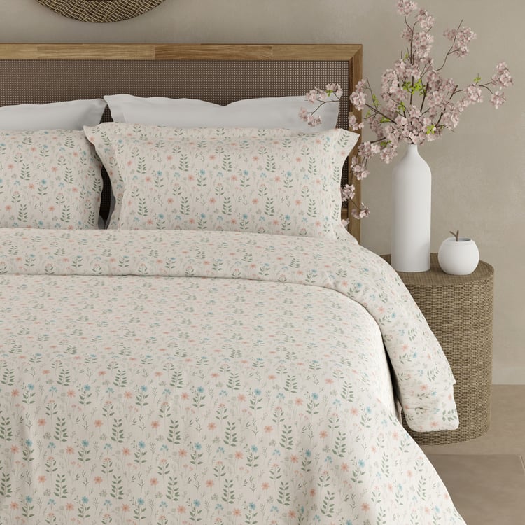 BOUTIQUE LIVING Cottage Garden Cotton 300TC Floral Print 3Pcs Super King Bedsheet Set