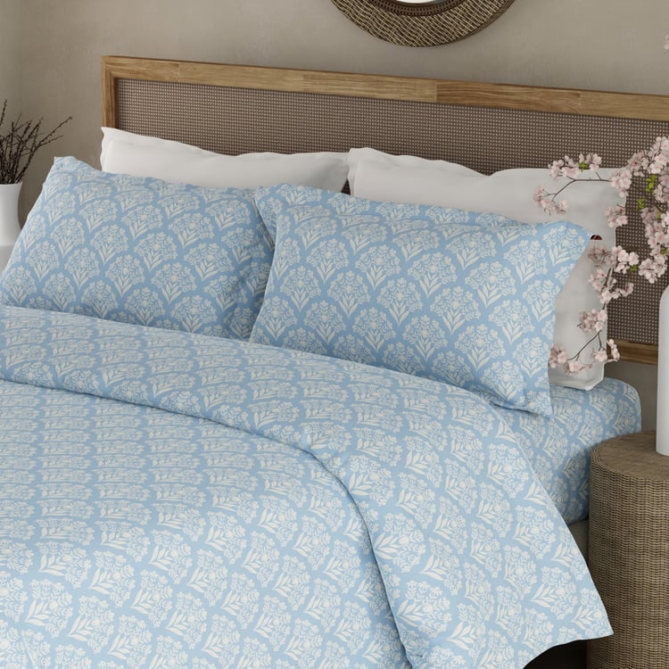 BOUTIQUE LIVING Cottage Garden Cotton 300TC Floral Print 3Pcs Super King Bedsheet Set
