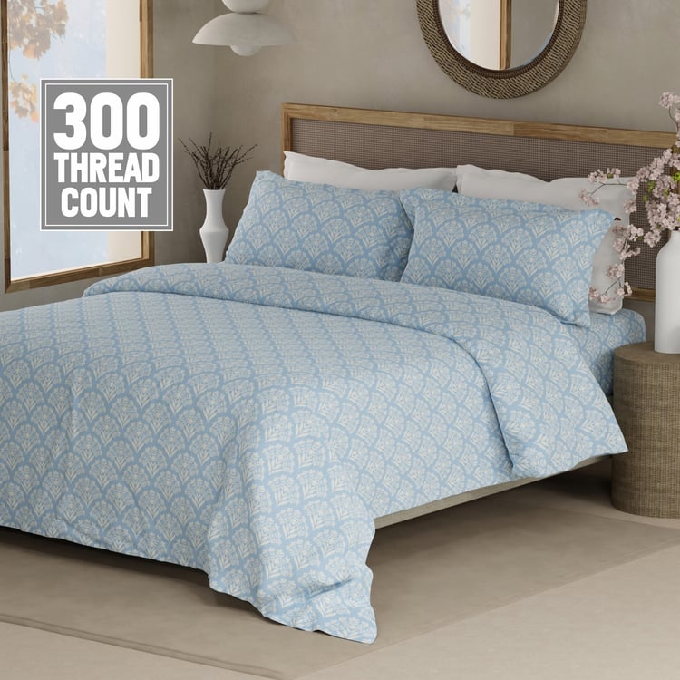 BOUTIQUE LIVING Cottage Garden Cotton 300TC Floral Print 3Pcs Super King Bedsheet Set
