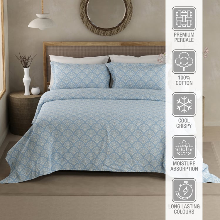 BOUTIQUE LIVING Cottage Garden Cotton 300TC Floral Print 3Pcs Super King Bedsheet Set