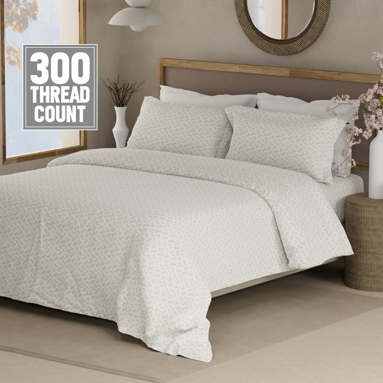 BOUTIQUE LIVING Cottage Garden Cotton 300TC Floral Print 3Pcs Super King Bedsheet Set