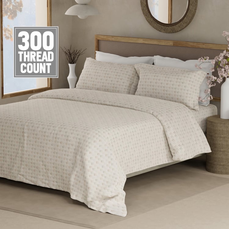 BOUTIQUE LIVING Cottage Garden Cotton 300TC Geometric Print 3Pcs Super King Bedsheet Set