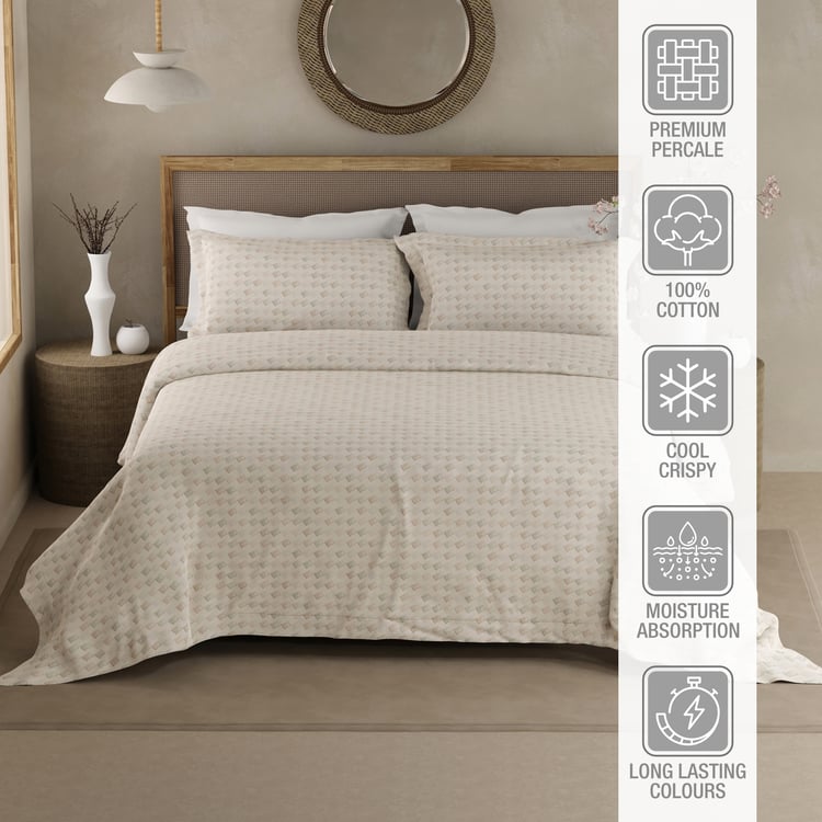 BOUTIQUE LIVING Cottage Garden Cotton 300TC Geometric Print 3Pcs Super King Bedsheet Set